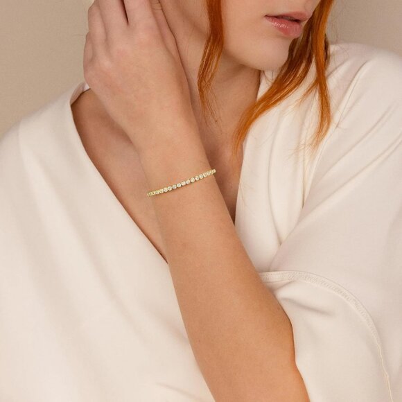 14K Gold White Gold-Plated Tennis Bracelets for Women 6.5/7/7.5 Inch - Picture 3 of 7